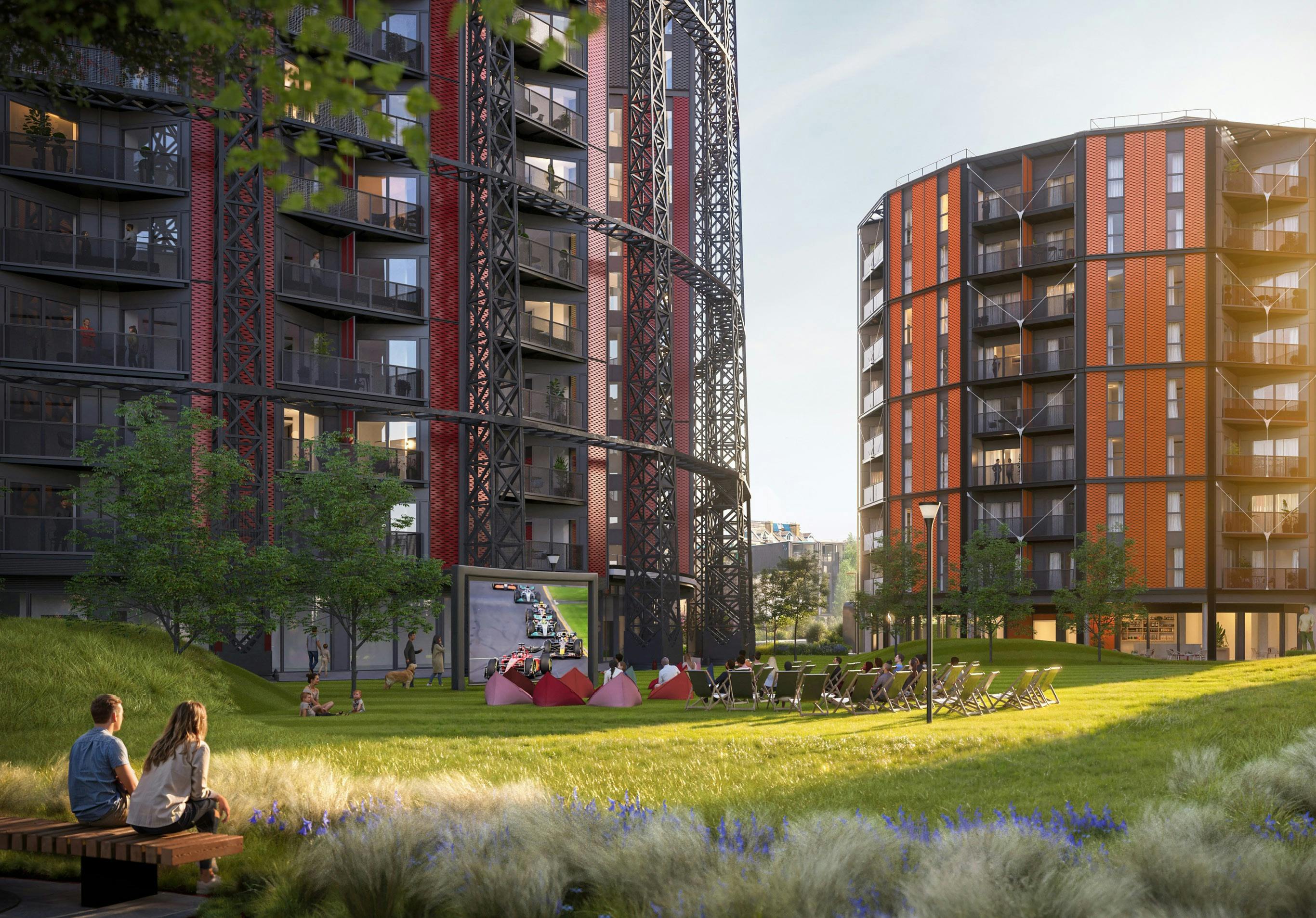 Architectural visualisation of Regent’s View and its landscaped outdoor spaces